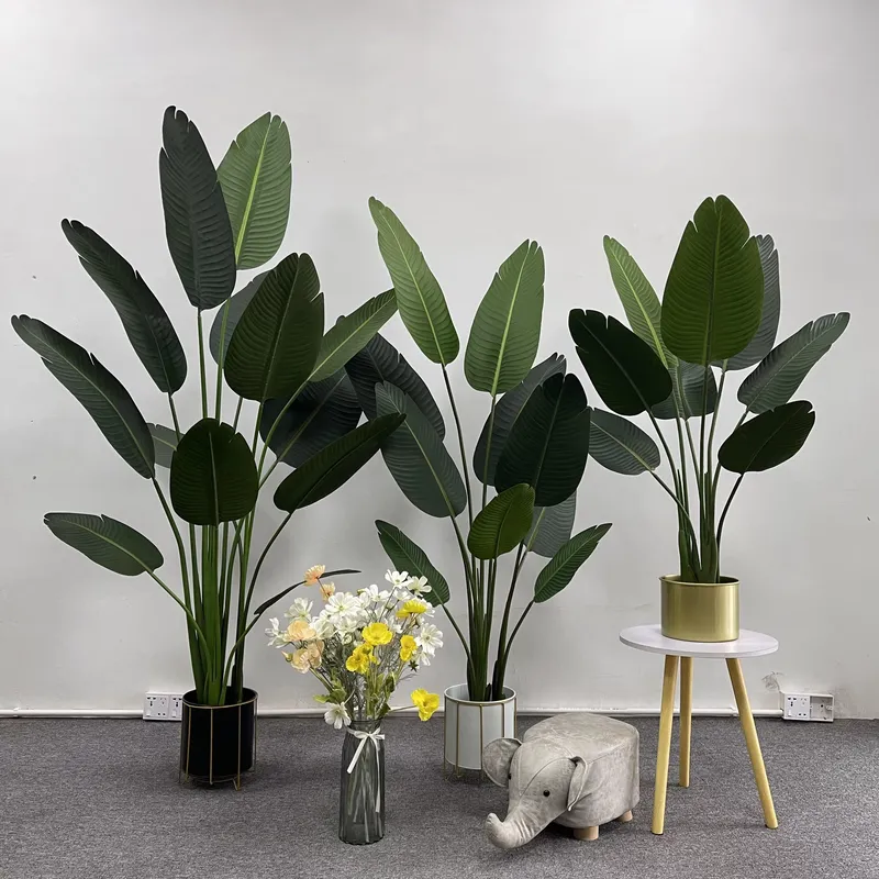 Bird Paradise Strelitzia - Hyperrealistyczna, zielona sztuczna strelitzia w doniczce,